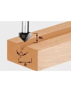 Fraise à Rainurer En V HW Avec Queue De 8mm HW S8 D14/7/90° - Festool | IFD Outillage