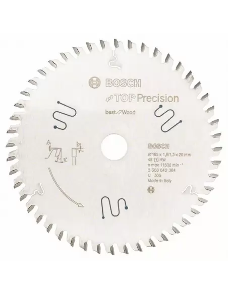 Lame De Scie Circulaire 165X20 48 Dents Top Precision Best For Wood | 2608642384 - Bosch | IFD Outillage 1 Lame De Scie Circulaire 165X20 48 Dents Top Precision Best For Wood | 2608642384 - Bosch | IFD Outillage