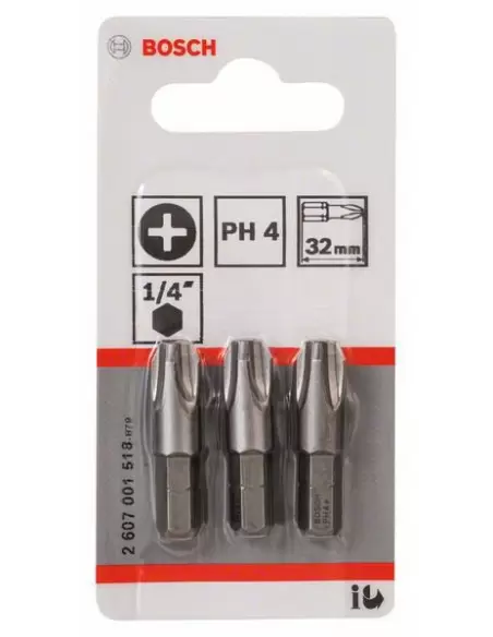 Pack 3 Embouts De Vissage Cruciformes Extra-dure PH4 Longueur 32 Mm | 2607001518 - Bosch | IFD Outillage 2 Pack 3 Embouts De Vissage Cruciformes Extra-dure PH4 Longueur 32 Mm | 2607001518 - Bosch | IFD Outillage – Image 2