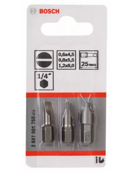 Pack 3 Embouts De Vissage Extra-dure S0,6x4.5 S0.8x5.5 S1.2x8 Longueur 25 Mm | 2607001750 - Bosch | IFD Outillage 2 Pack 3 Embouts De Vissage Extra-dure S0,6x4.5 S0.8x5.5 S1.2x8 Longueur 25 Mm | 2607001750 - Bosch | IFD Outillage – Image 2