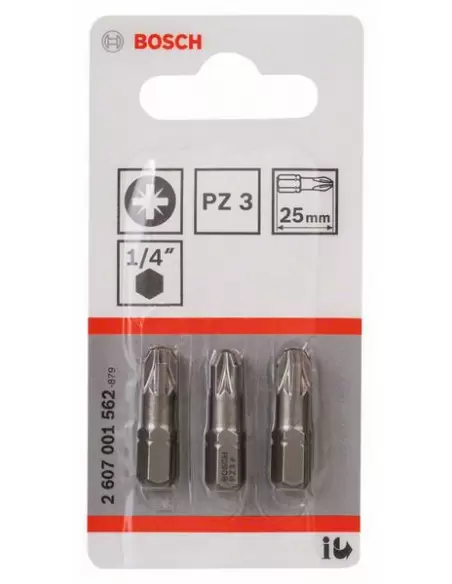 Pack 3 Embouts De Vissage Pozidriv Extra-dure PZ3 Longueur 25 Mm | 2607001562 - Bosch | IFD Outillage 2 Pack 3 Embouts De Vissage Pozidriv Extra-dure PZ3 Longueur 25 Mm | 2607001562 - Bosch | IFD Outillage – Image 2